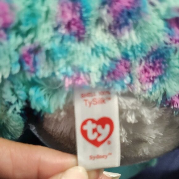 TySilk Beanie Boos Sydney for Claires Blue Spotted Leopard Cat Glitter Eye 16" - Picture 10 of 14